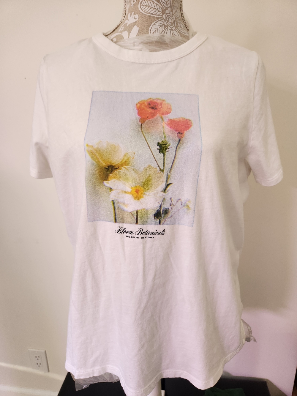 Old Navy White Tee with Yellow and Pink Floral Print